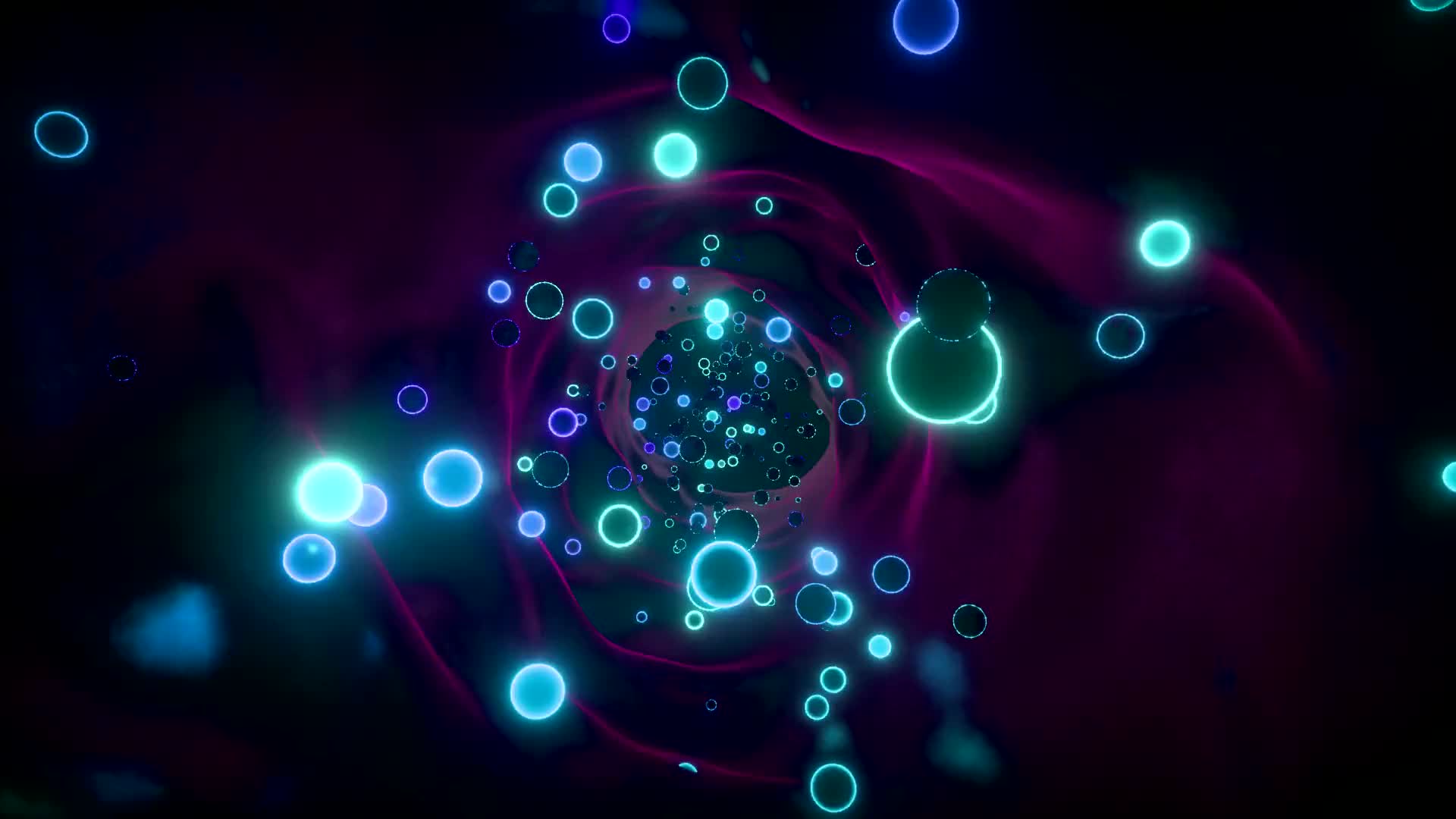 Blue, cyan and violet abstract light flowing through a dark space